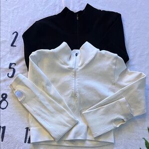 Stylish Black and White Cowl Neck Sweaters, set of 2.